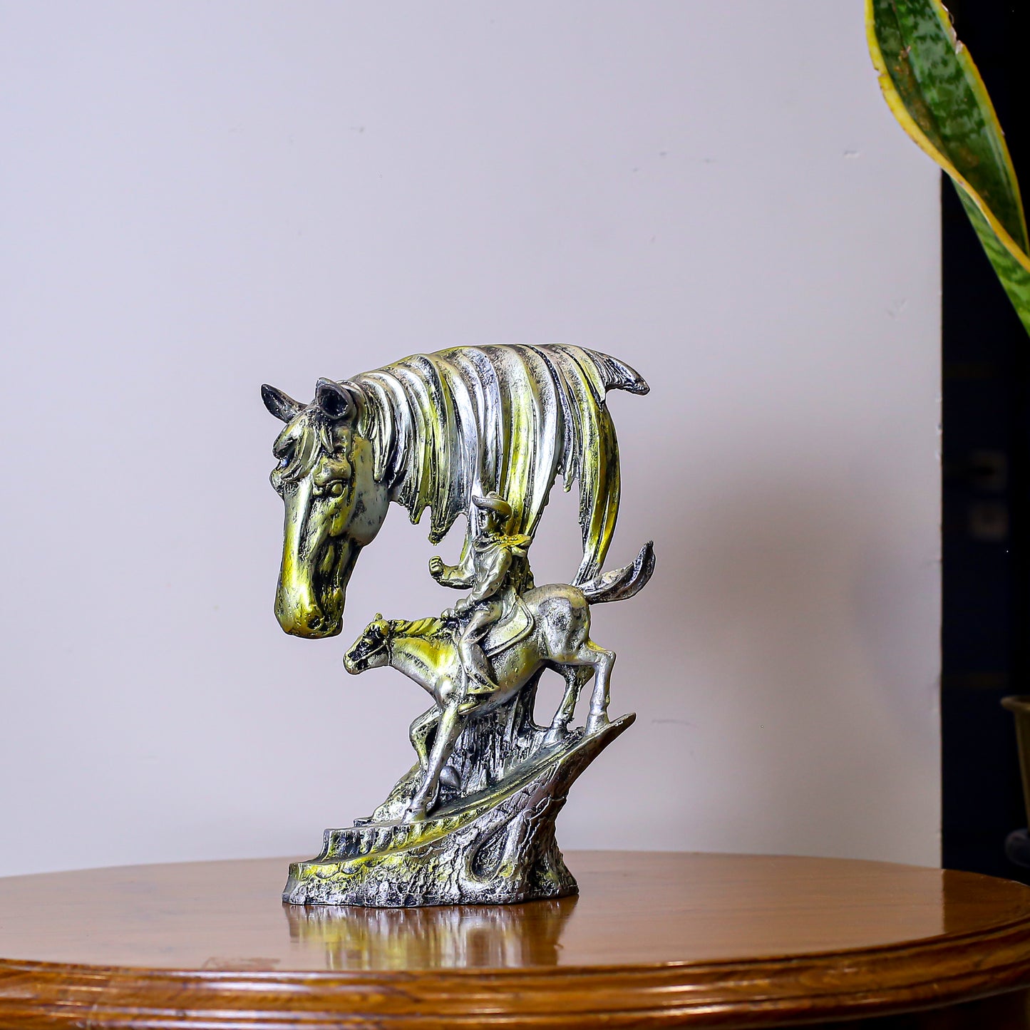 Luxury Blue Horse Family Showpiece – Premium Polyresin Horse Decor for Living Room & Home Styling