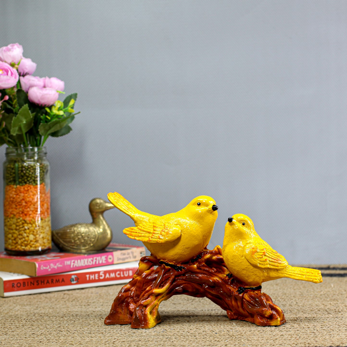 Gold Love Birds Figurine on Tree Branch, Luxury Bird Statue for Home Decor, Romantic Gift for Valentine, Anniversary & Wedding