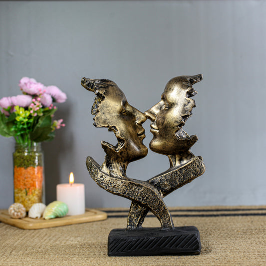 Abstract Couple Love Sculpture Polyresin Showpiece for Home Decor | Modern White Art Statue for Living Room, Bedroom & Gift