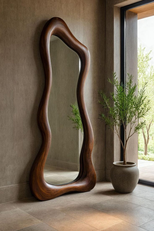 Long Wooden Log Mirror