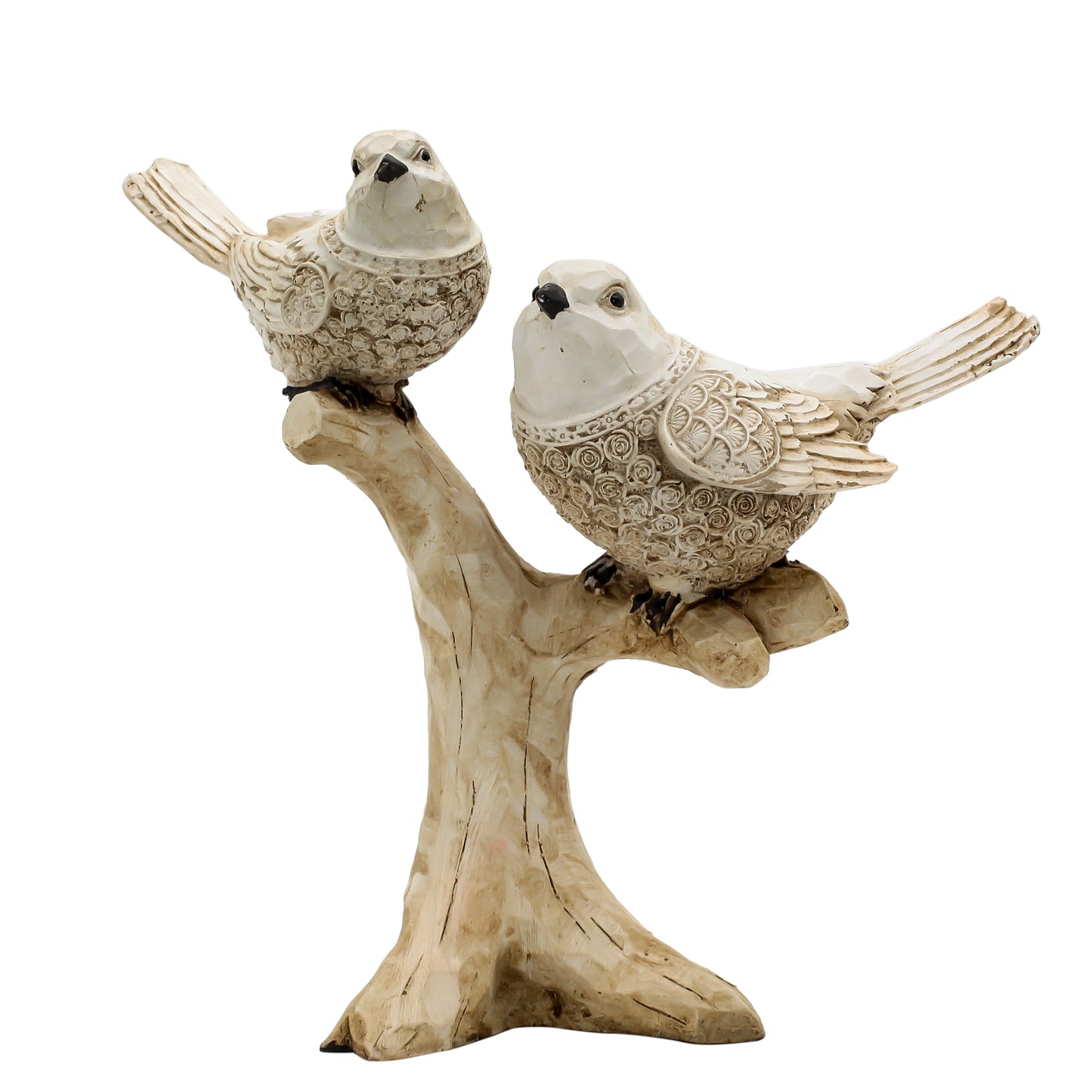 Modern Love Birds Sculpture on Tree Branch, Bird Centerpiece for Table Decor, Contemporary Home Decor for Living Room, Office & Shelf