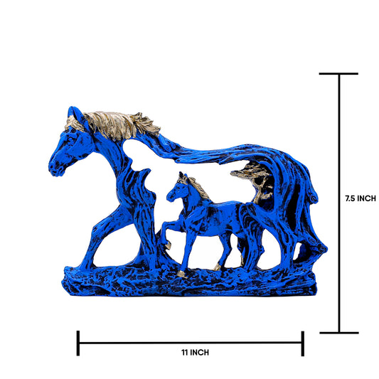Handcrafted White Horse Family Showpiece for Home Dcor | Mother & Baby Horse Figurine in Antique Gold Accents | Polyresin Tabletop Decorative Statue for Living Room & Gift