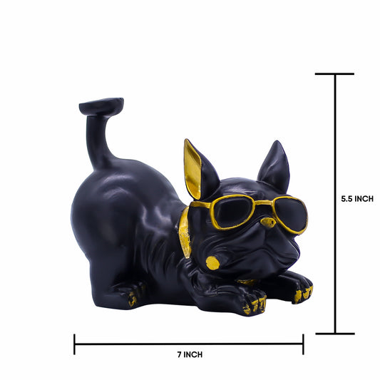 French Bulldog Gentleman Figurine - Decorative Black Dog Statue with Tray & Umbrella for Home Decor, Living Room, Office Desk & Gifting - 10-Inch Handcrafted Resin Art