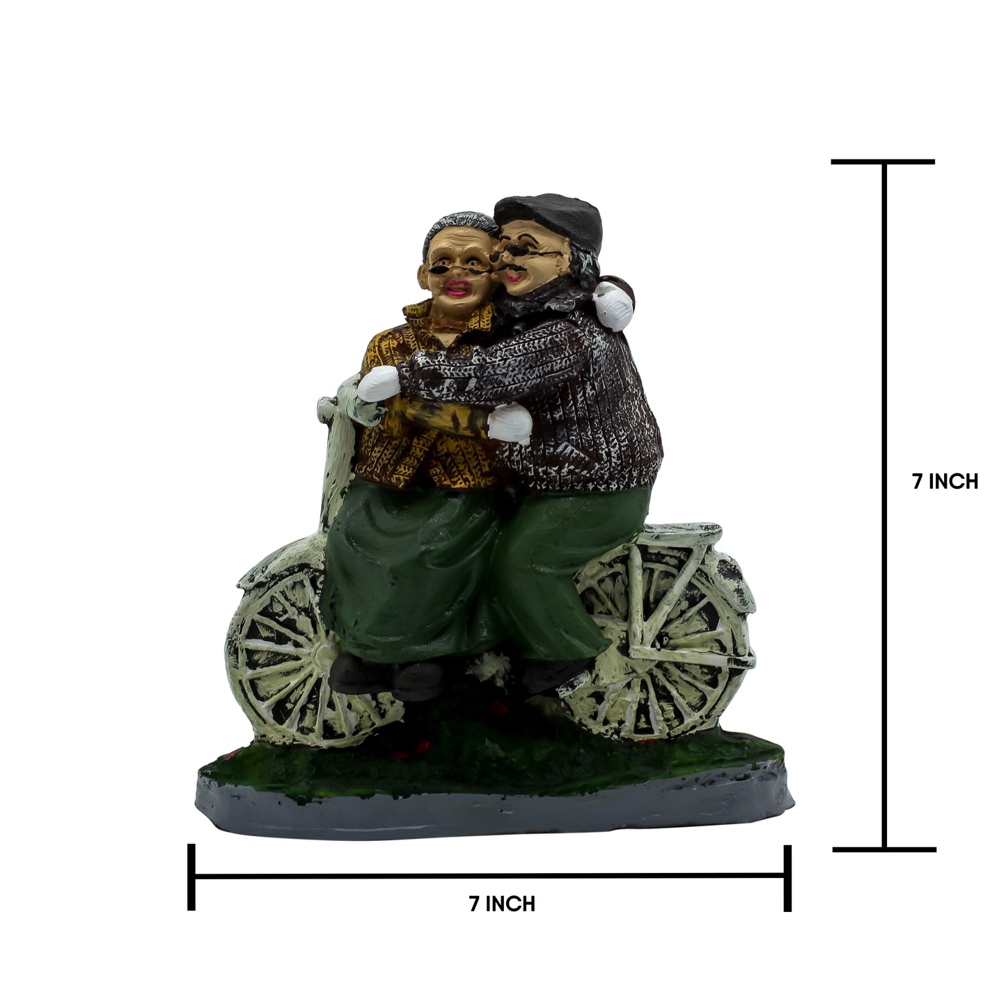 Romantic Elderly Couple Bicycle Showpiece | Handcrafted Resin Love Figurine for Home Decor | Anniversary Gift, Living Room & Bedroom Decorative Statue