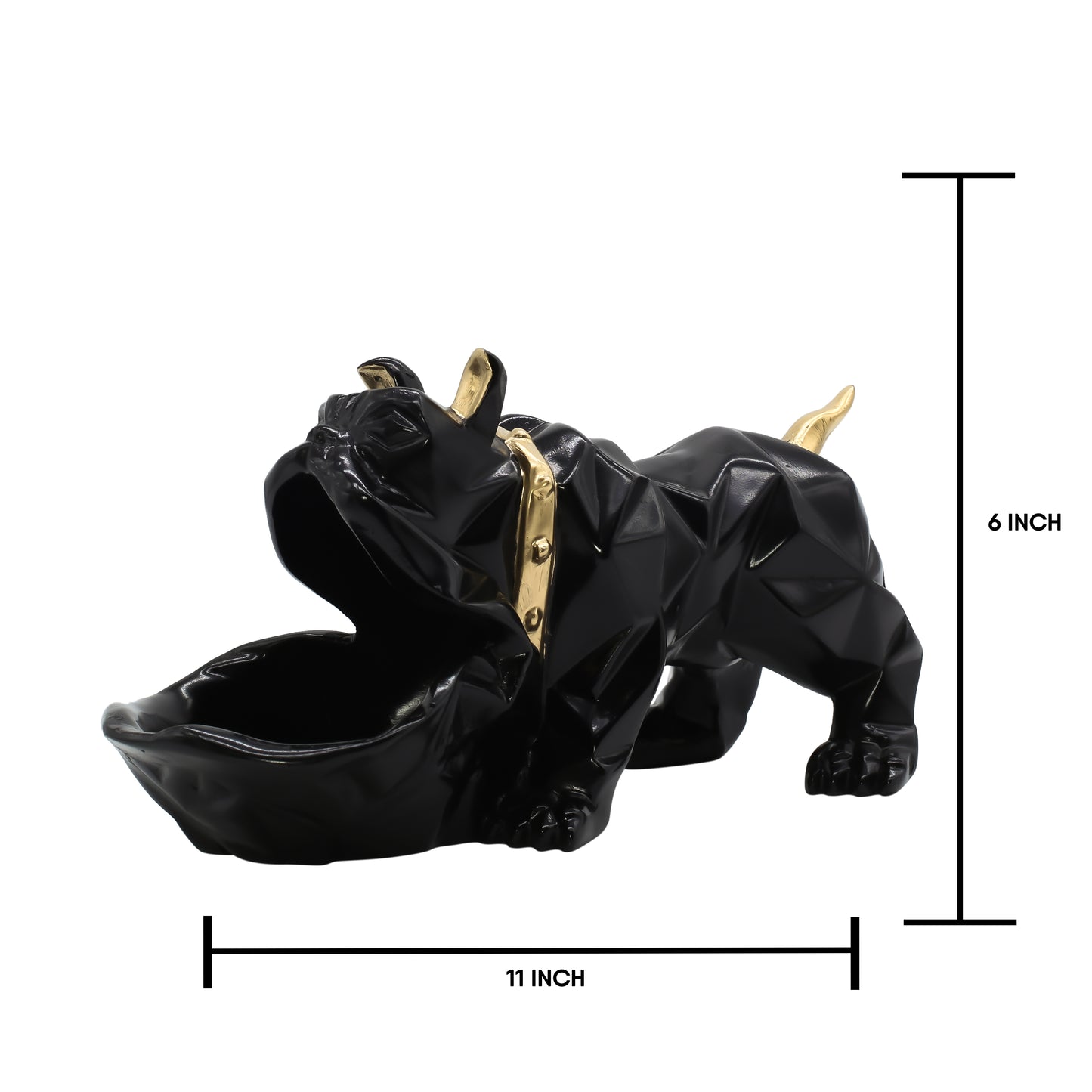 French Bulldog Gentleman Figurine - Decorative Black Dog Statue with Tray & Umbrella for Home Decor, Living Room, Office Desk & Gifting - 10-Inch Handcrafted Resin Art