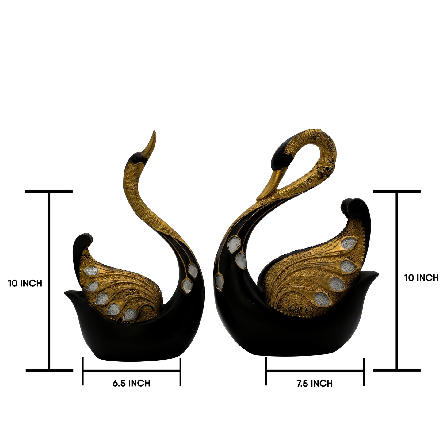 Modern Black and Gold Crane Couple Statue