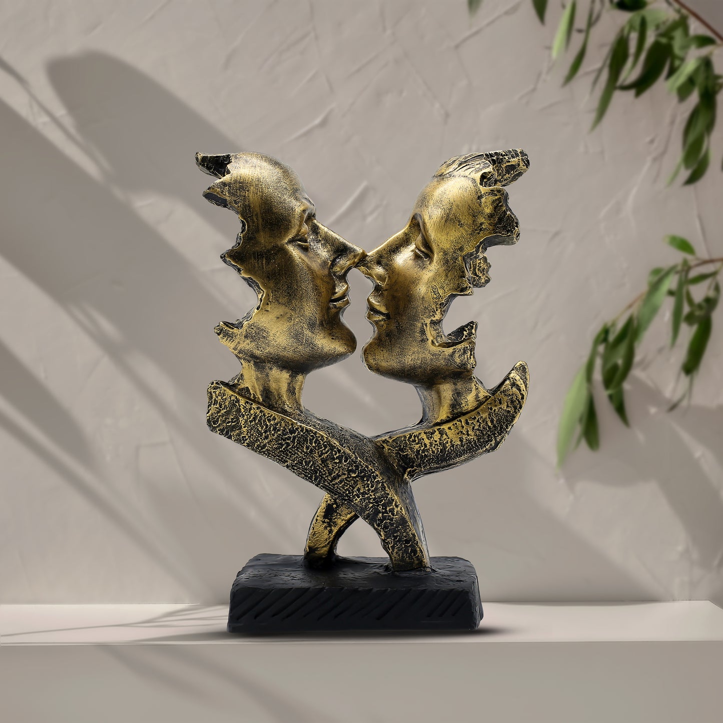 Abstract Couple Love Sculpture Polyresin Showpiece for Home Decor | Modern White Art Statue for Living Room, Bedroom & Gift
