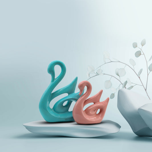 Luxury Swan Couple Statue Set – Premium Resin Swan Bird Decor for Living Room & Home Styling