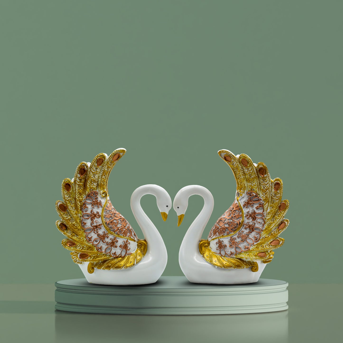 Luxury White Gold Crane Couple Statue Set – Premium Resin Bird Figurine Decor for Living Room & Home Styling