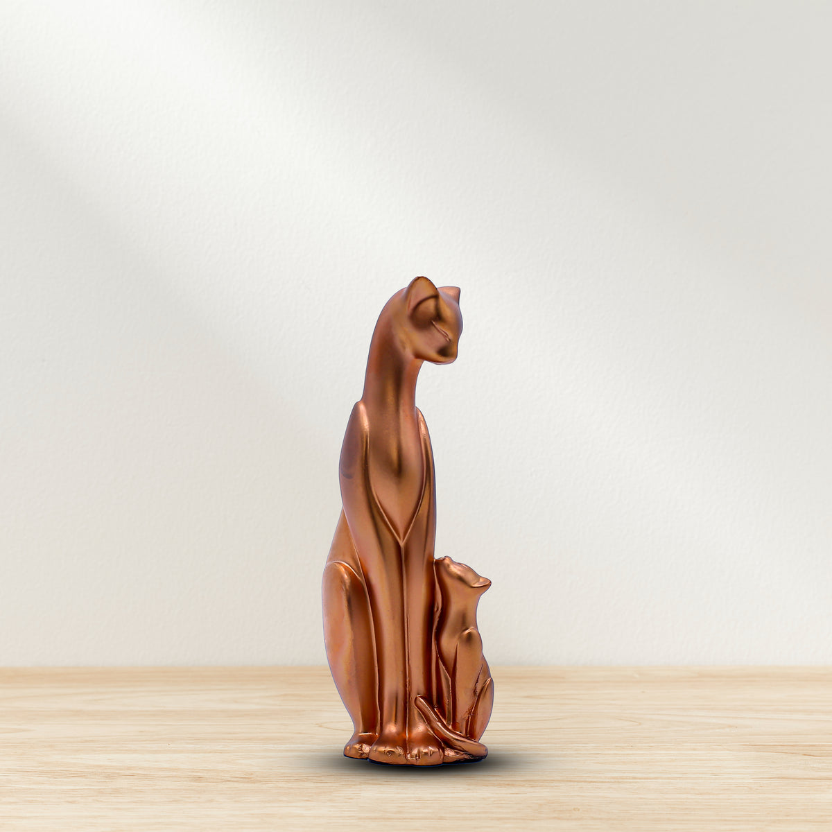 Modern Ceramic Cat Family Figurines Set of 3 ? Abstract Porcelain Feline Statues for Home Decor, Living Room Shelf & Tabletop ? Glossy Black White Brown Animal Sculptures