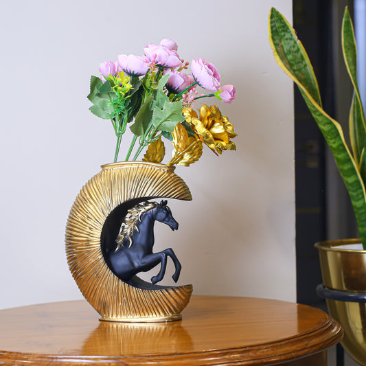 Handcrafted Horse Head Rider Showpiece for Home Dcor | Antique Gold & Silver Finish Polyresin Sculpture | Tabletop Decorative Figurine for Living Room & Gift