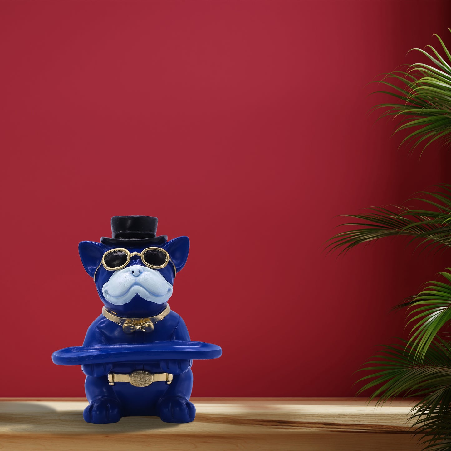 Luxury Black Dog With Hat Showpiece – Premium Polyresin Dog Figurine for Living Room & Office Decor