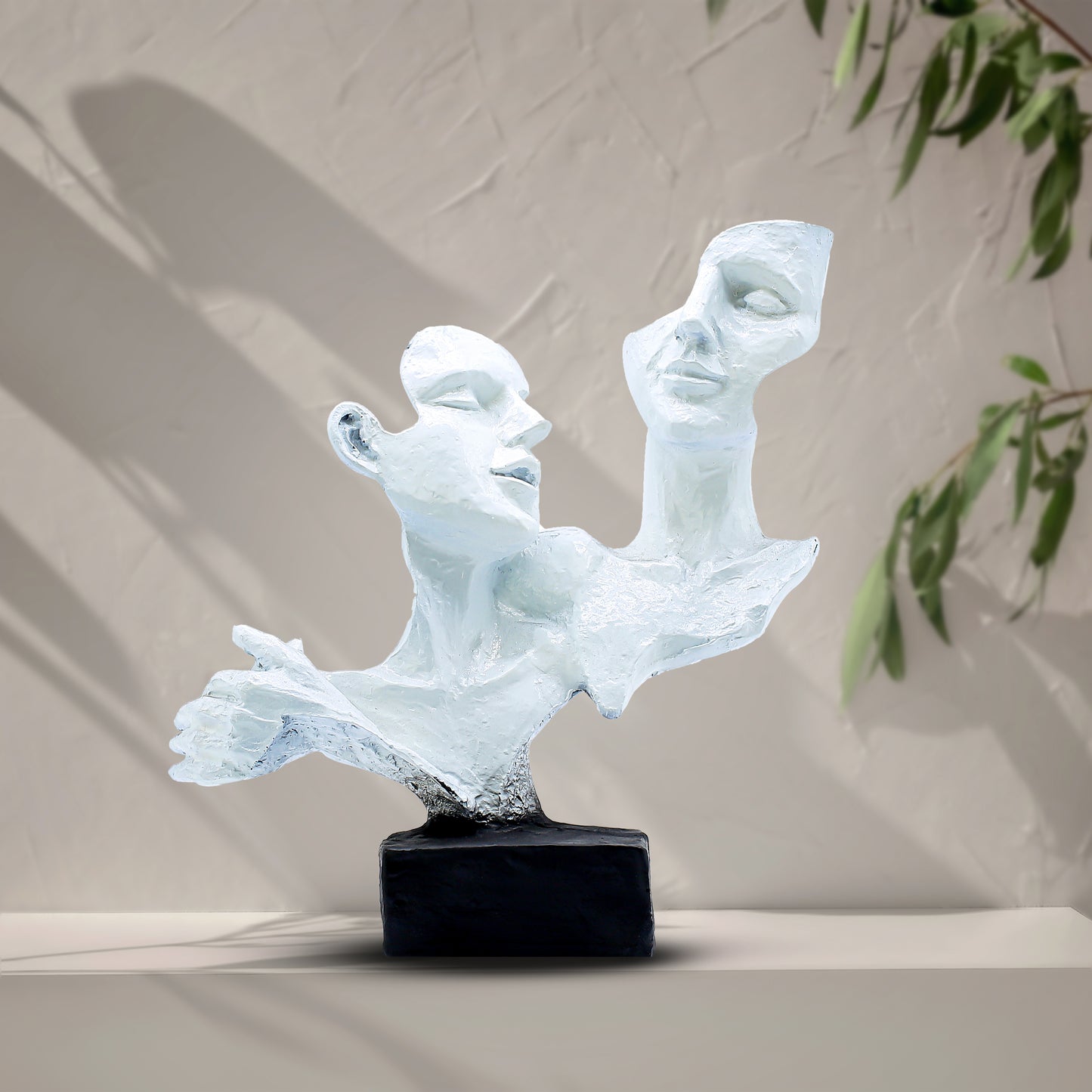 Luxury Abstract Double Face Sculpture – Modern Polyresin Artistic Showpiece for Living Room & Office Decor