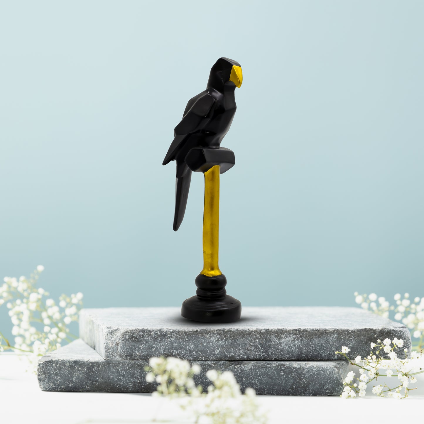 Rustic Love Birds on Tree Figurine, Wood Style Bird Decor, Farmhouse Home Decoration, Hand Painted Shelf Sitter, Housewarming Gift