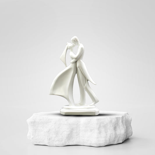 Luxury Elegant Dancing Couple Statue – Premium White Polyresin Romantic Showpiece for Home Decor & Anniversary Gift