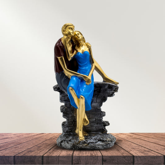 Luxury Romantic Couple Sitting On Bench Showpiece – Premium Resin Love Figurine for Home Decor & Anniversary Gift