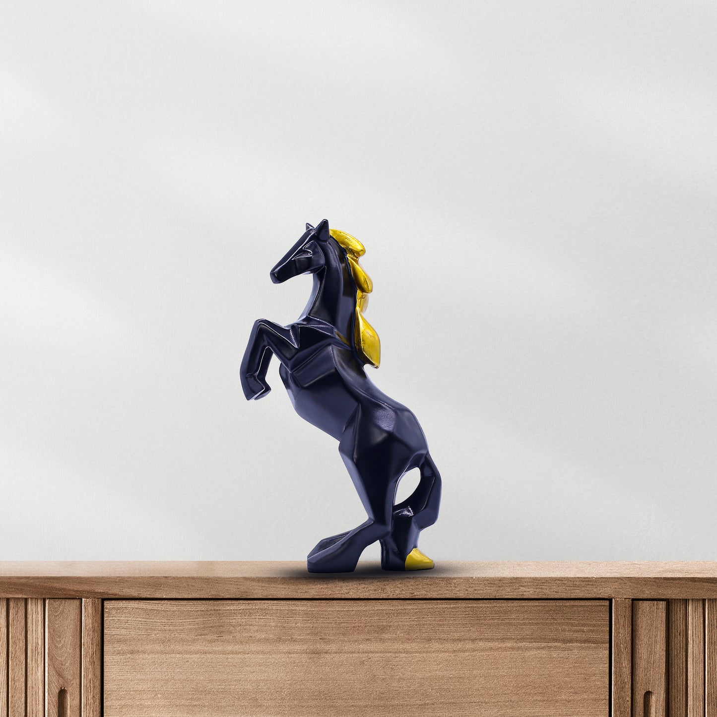 Black & Gold Rearing Horse Showpiece for Home Dcor | Modern Polyresin Horse Figurine Statue | Tabletop Decorative Accent for Living Room, Office & Gift