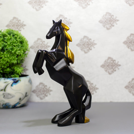 Black & Gold Rearing Horse Showpiece for Home Dcor | Modern Polyresin Horse Figurine Statue | Tabletop Decorative Accent for Living Room, Office & Gift