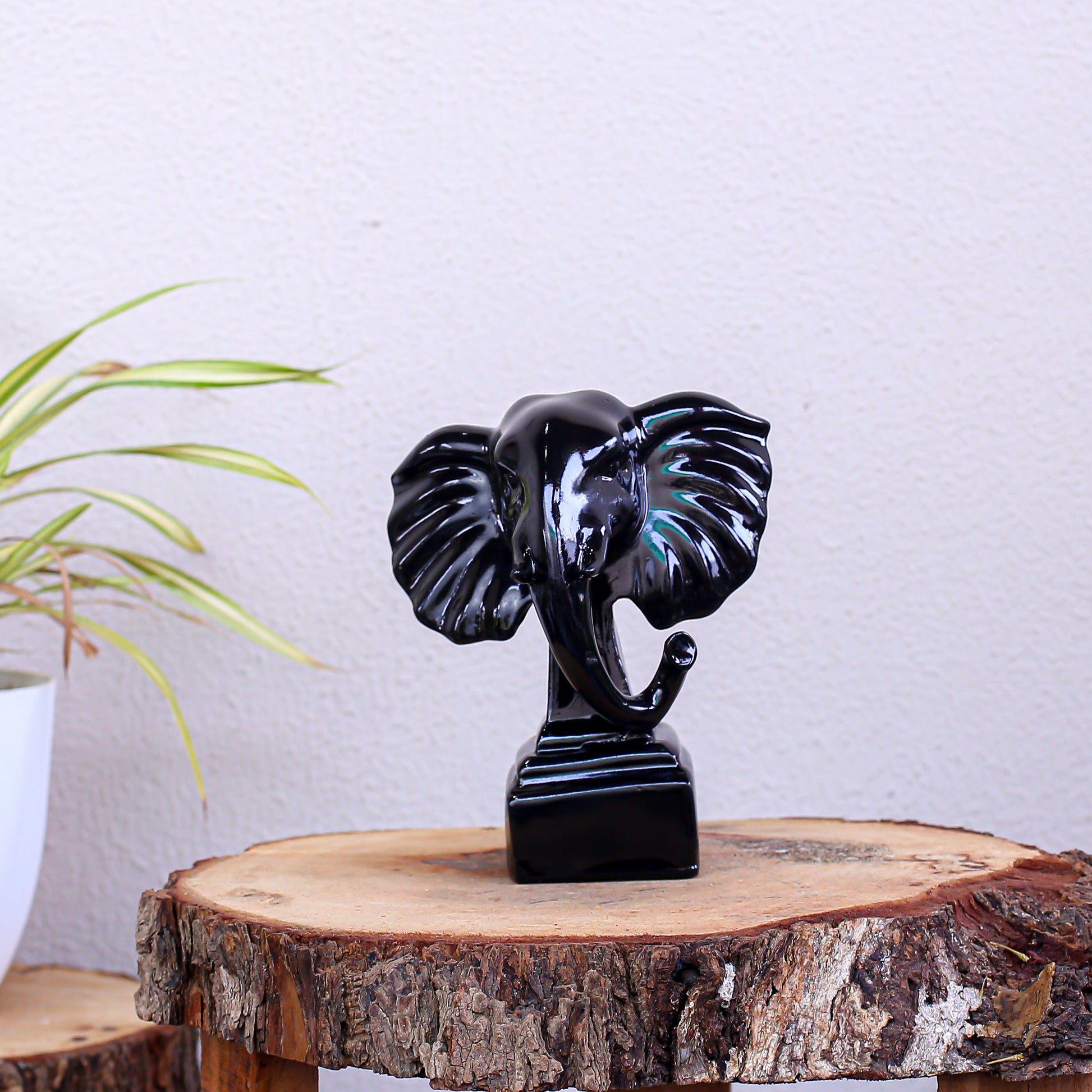 Black elephant sculpture