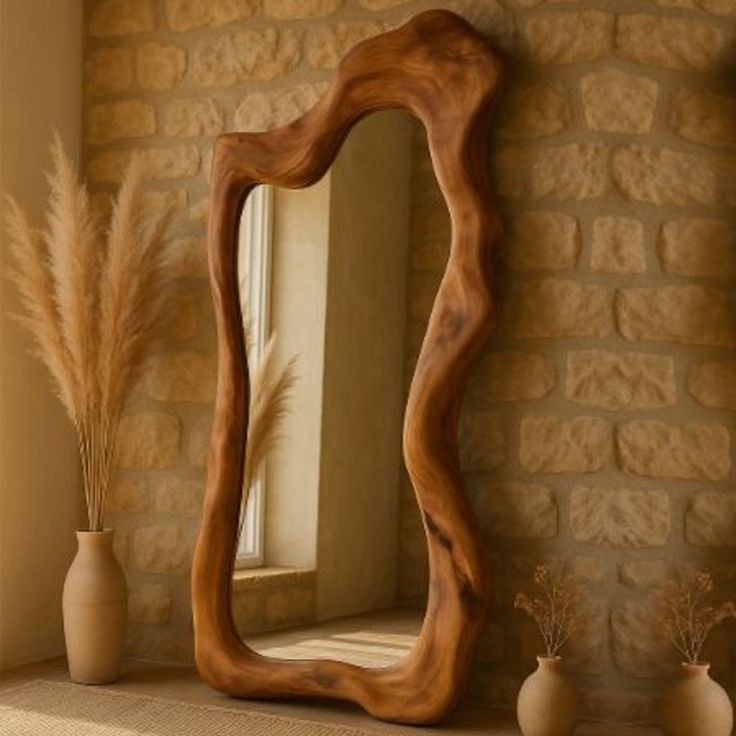 Long Wooden Log Mirror