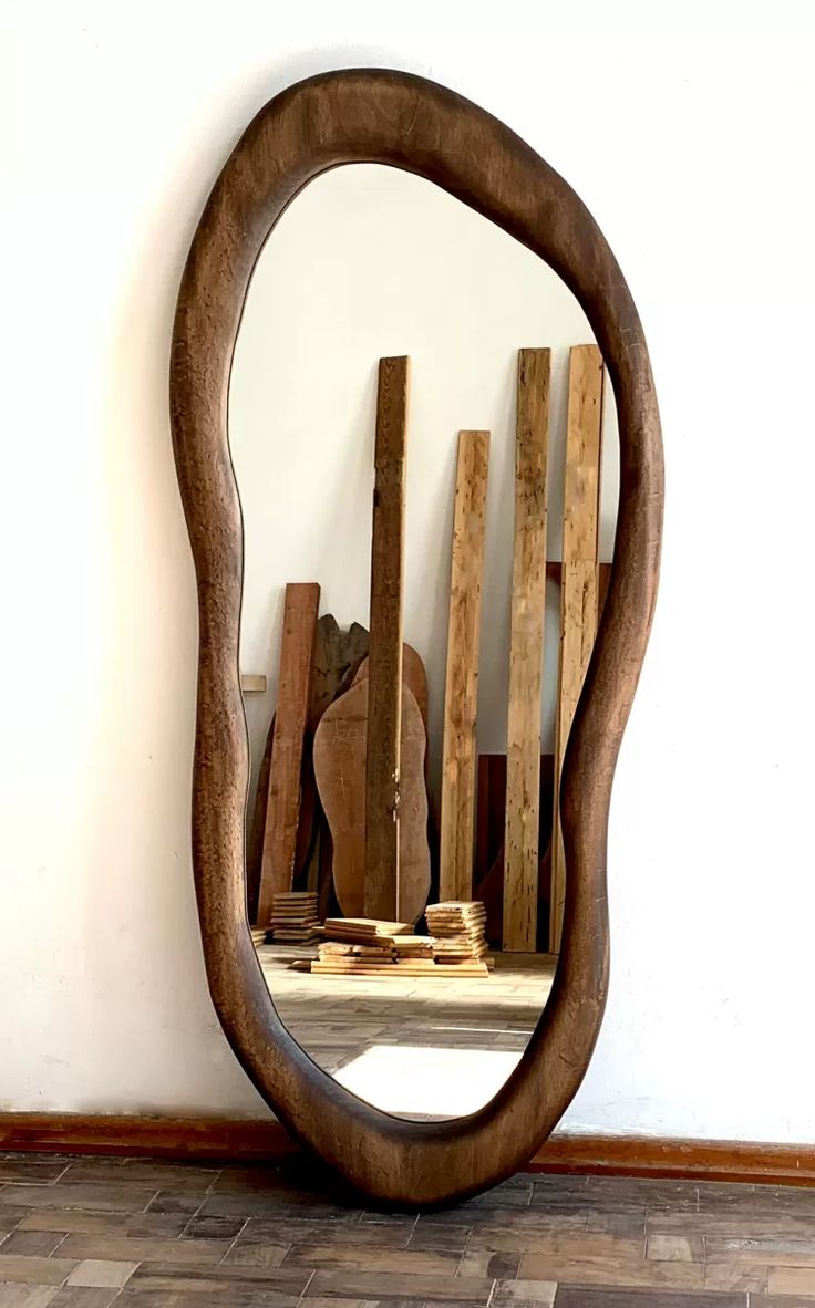 Long Wooden Log Mirror