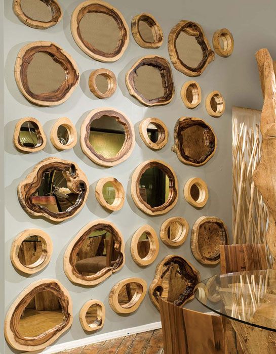 WOODEN LOG MIRROR