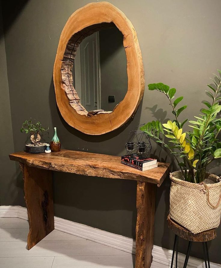 WOODEN LOG MIRROR