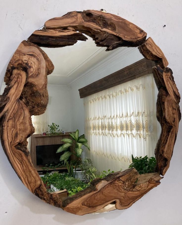 WOODEN LOG MIRROR