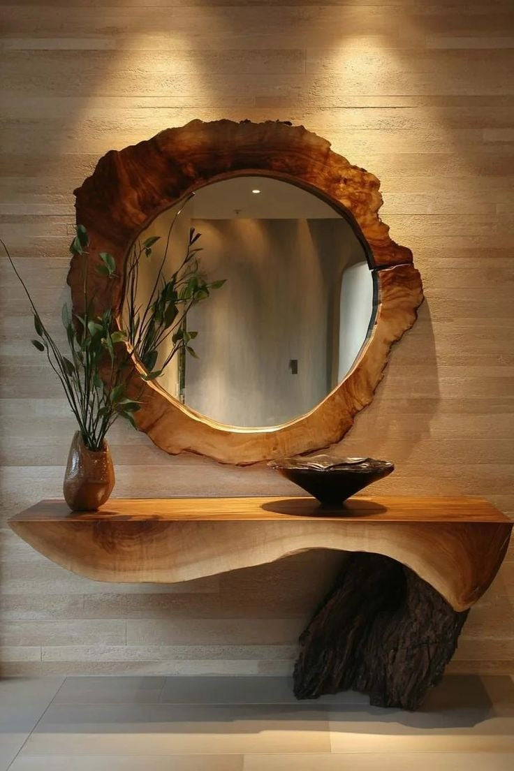 WOODEN LOG MIRROR