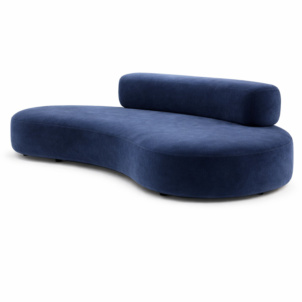 Blue modern sofa on a white background