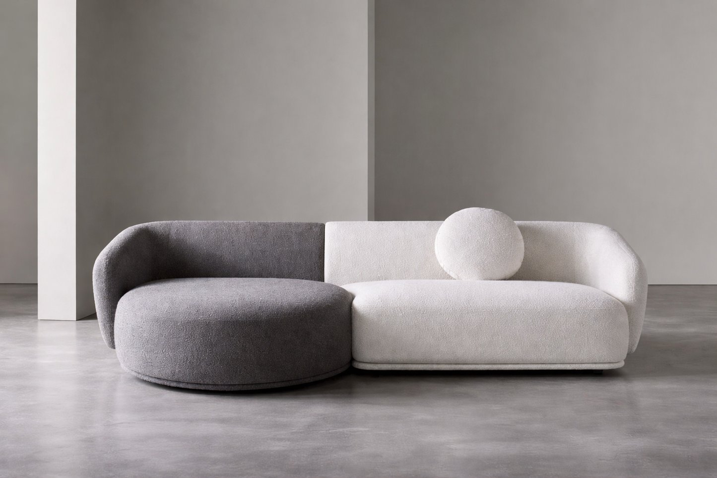 Modern gray and white sofa 