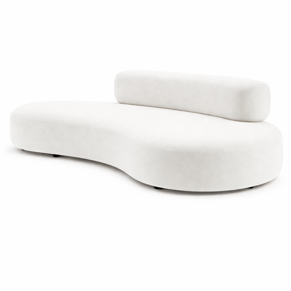 White, abstract-shaped cushion on a white background